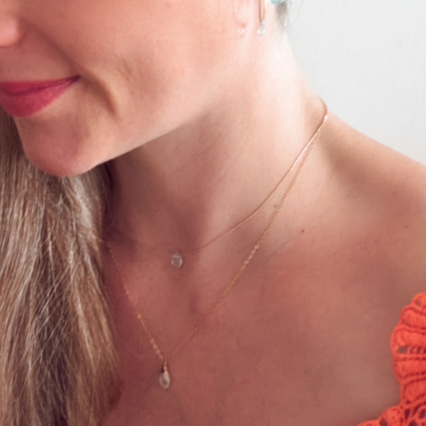 VISION-DROP KETTE /AQUAMARIN