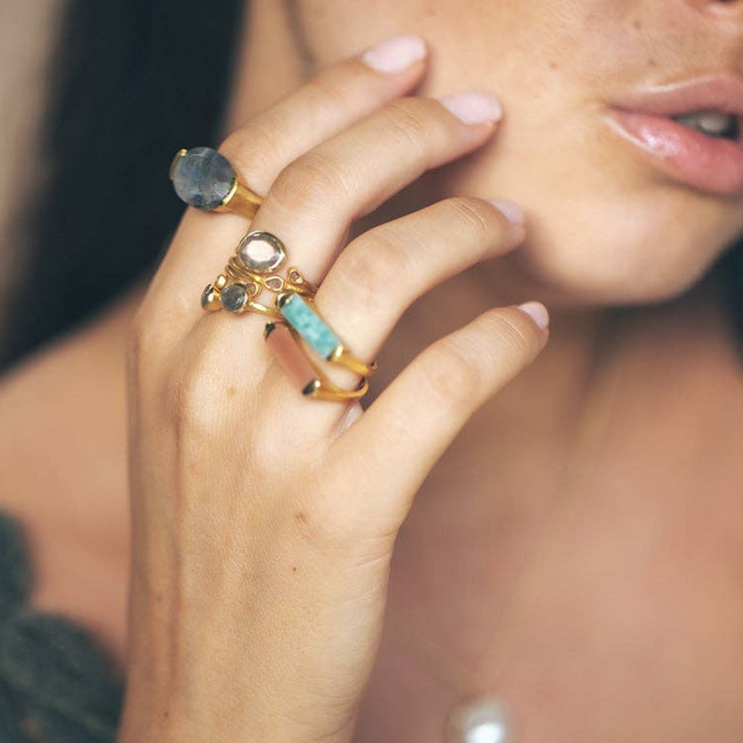 LUMORA RING GOLD / AMAZONIT