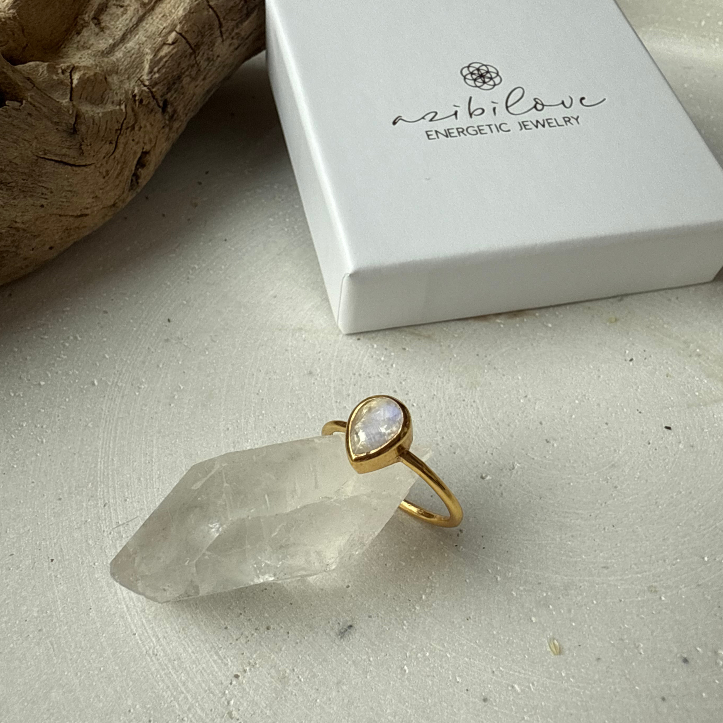 Spiritdrop Ring / Regenbogenmondstein