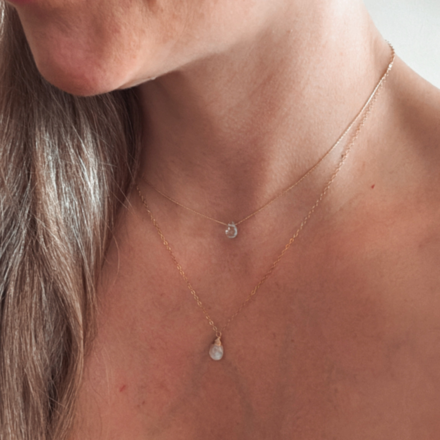 VISION-DROP KETTE /AQUAMARIN