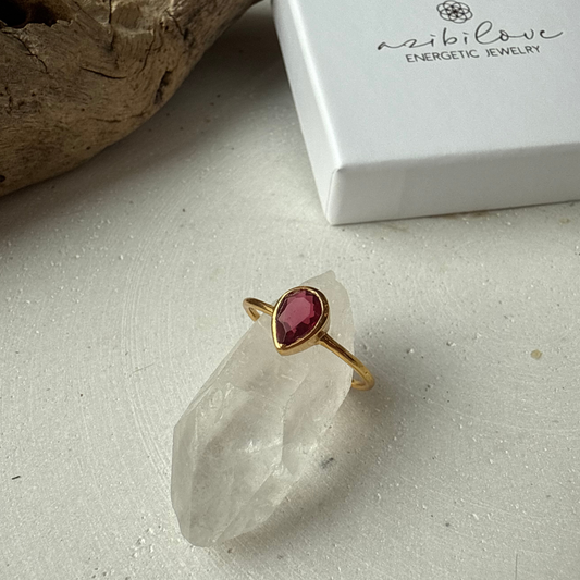 HEART EMPOWERMENT RING / ROTER TURMALIN