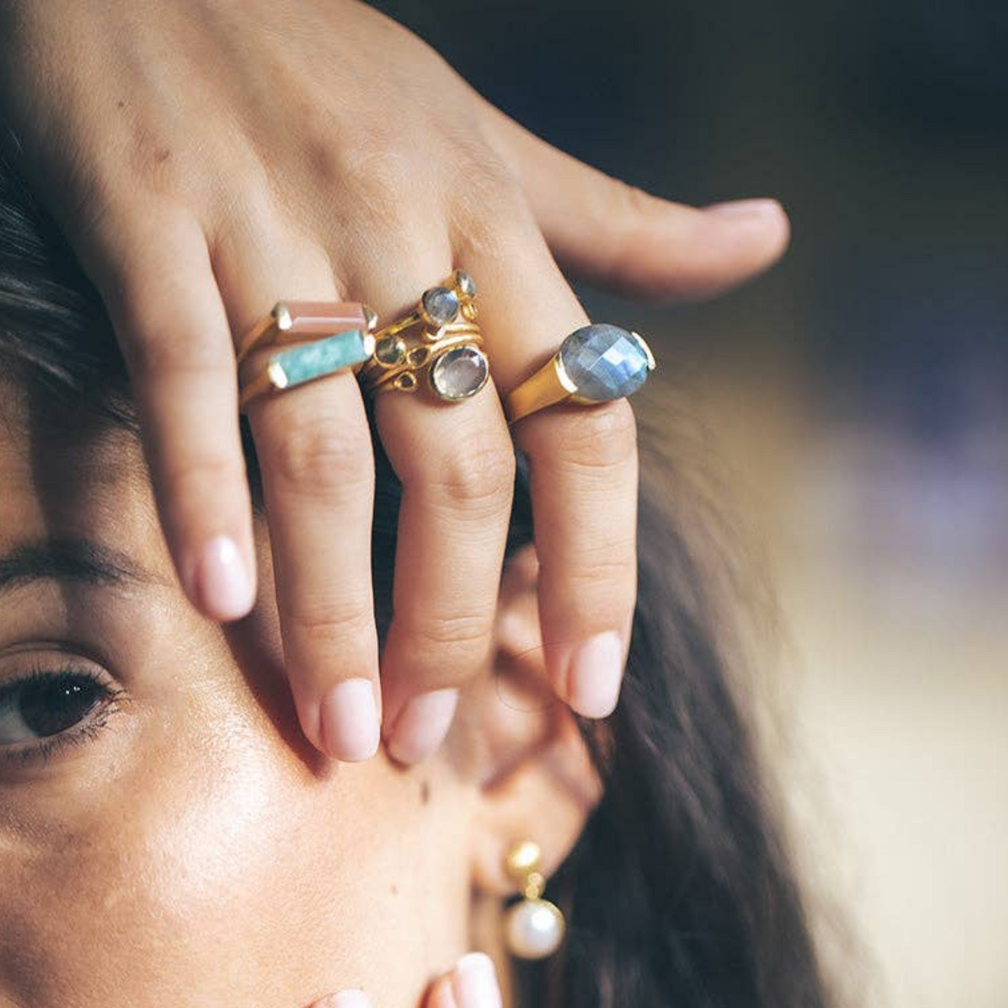 LUMORA RING GOLD / AMAZONIT